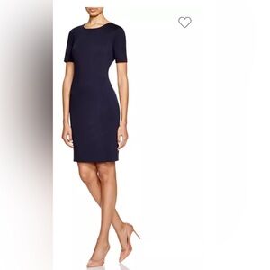 T Tahari Navy Short Sleeve Fitted Sheath Dress size 2